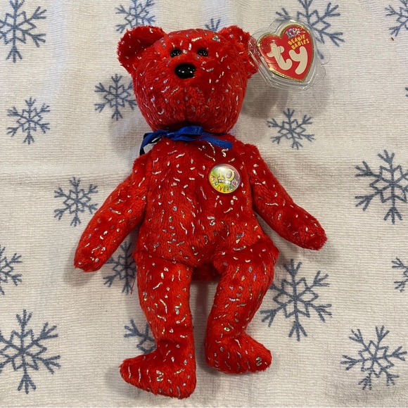 TY Beanie Babies DECADE the Bear Red 8.5"Beanie Baby Plush - Picture 1 of 5